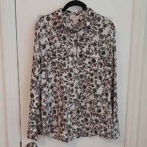 LOFT Floral Button Up Blouse